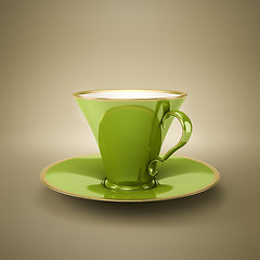 Image showing elegant green vintage coffee cup