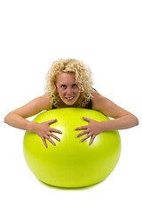 Image showing Beautiful young woman with gym ball