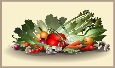Image showing Illustration fresh vegetables. 