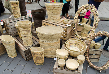 Image showing ceramic vases bowls fair mirrors ornamented frames 