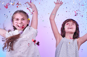 Image showing two girls having fun and dancing