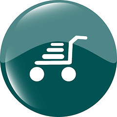 Image showing Shopping cart icon on round internet button original illustration