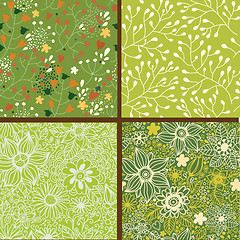 Image showing Set of four colorful floral patterns.