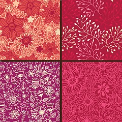 Image showing Set of four colorful floral patterns.