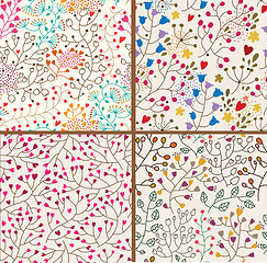 Image showing Set of four colorful floral patterns.