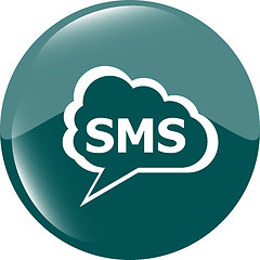 Image showing sms green circle glossy web icon on white background