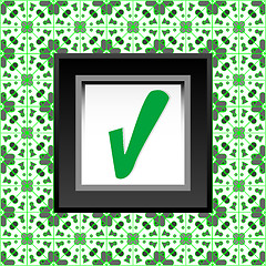 Image showing Tick symbol on green folded sticker background design