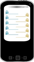Image showing phone with padlock set on display. Mobile security concept. Isolated