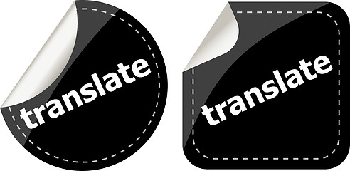 Image showing black translate stickers set on white, icon button