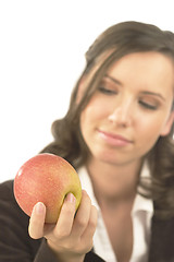 Image showing Young woman with apple