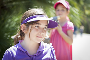 Image showing Pretty Young Sisters Portrait Outside