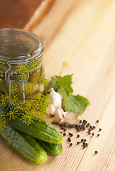 Image showing Tinned cucumbers of preparation