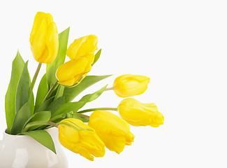 Image showing Yellow tulips in a jug