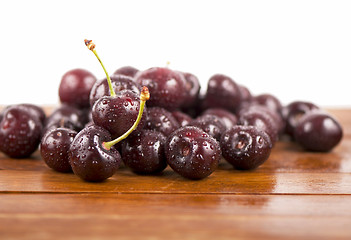 Image showing Red, ripe, juicy cherries