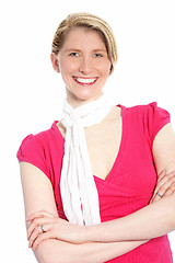 Image showing Happy woman wearing a scarf