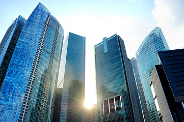 Image showing Skyscrapers at sunset
