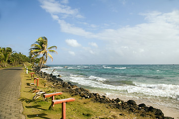 Image showing Caribbean Sea waterfront Sally Peach Beach Big Corn Island Nicar