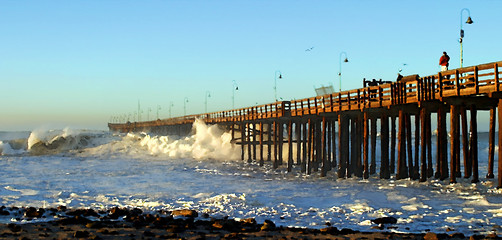 Image showing Ocean Wave Storm Pier