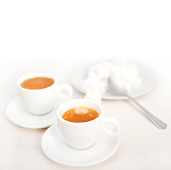 Image showing Italian espresso coffee and sugar cubes