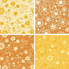 Image showing Set of four colorful floral patterns.