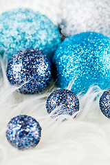 Image showing festive glitter christmas decoration silver blue