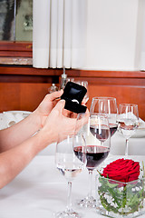 Image showing happy couple in restaurant romantic date 