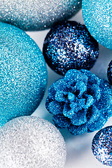 Image showing festive glitter christmas decoration silver blue