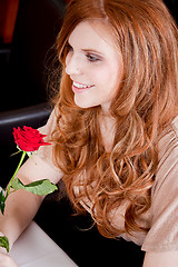 Image showing happy couple in restaurant romantic date 