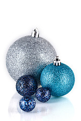 Image showing festive glitter christmas decoration silver blue