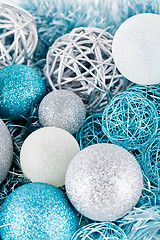 Image showing festive glitter christmas decoration silver blue