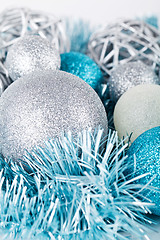 Image showing festive glitter christmas decoration silver blue