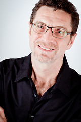 Image showing attractive adult man with glasses and black shirt