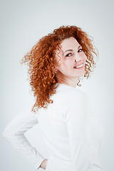 Image showing attractive young redhead woman smiling portrait