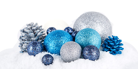 Image showing festive glitter christmas decoration silver blue