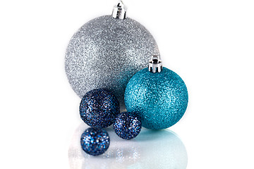 Image showing festive glitter christmas decoration silver blue