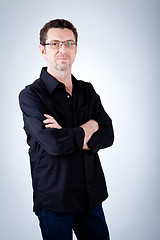 Image showing attractive adult man with glasses and black shirt