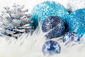 Image showing festive glitter christmas decoration silver blue