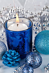 Image showing festive glitter christmas decoration silver blue