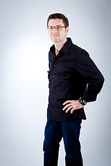 Image showing attractive adult man with glasses and black shirt