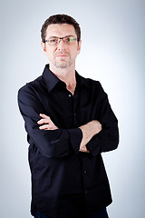 Image showing attractive adult man with glasses and black shirt