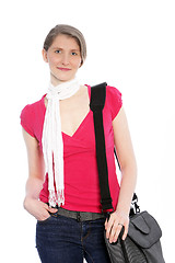 Image showing Stylish casual woman with sling bag