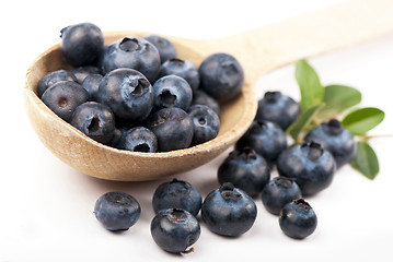 Image showing  blueberry in a wooden spoon