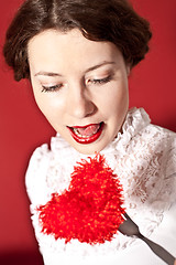 Image showing lovely woman with red hear