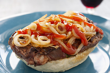 Image showing Open Steak Burger