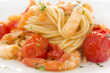 Image showing Tomato And Shrimp Pasta