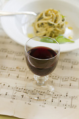 Image showing Red Wine And Pasta