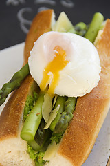 Image showing Poached Egg And Asparagus