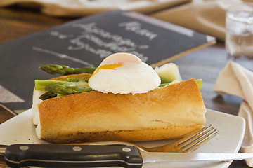 Image showing Asparagus And Poached Eggs