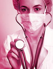 Image showing Young doctor with stethoscope.