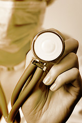 Image showing Young doctor with stethoscope.